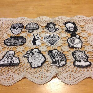 Halloween Black and white skeletons,  stickers for cell phone, hydroflask, etc